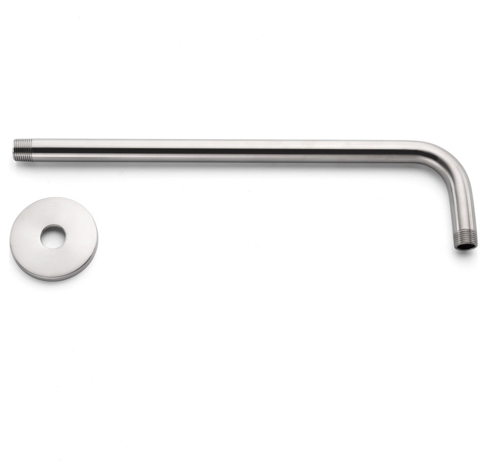 Luxier RA02 15" Shower Arm and Flange, Brushed Nicel