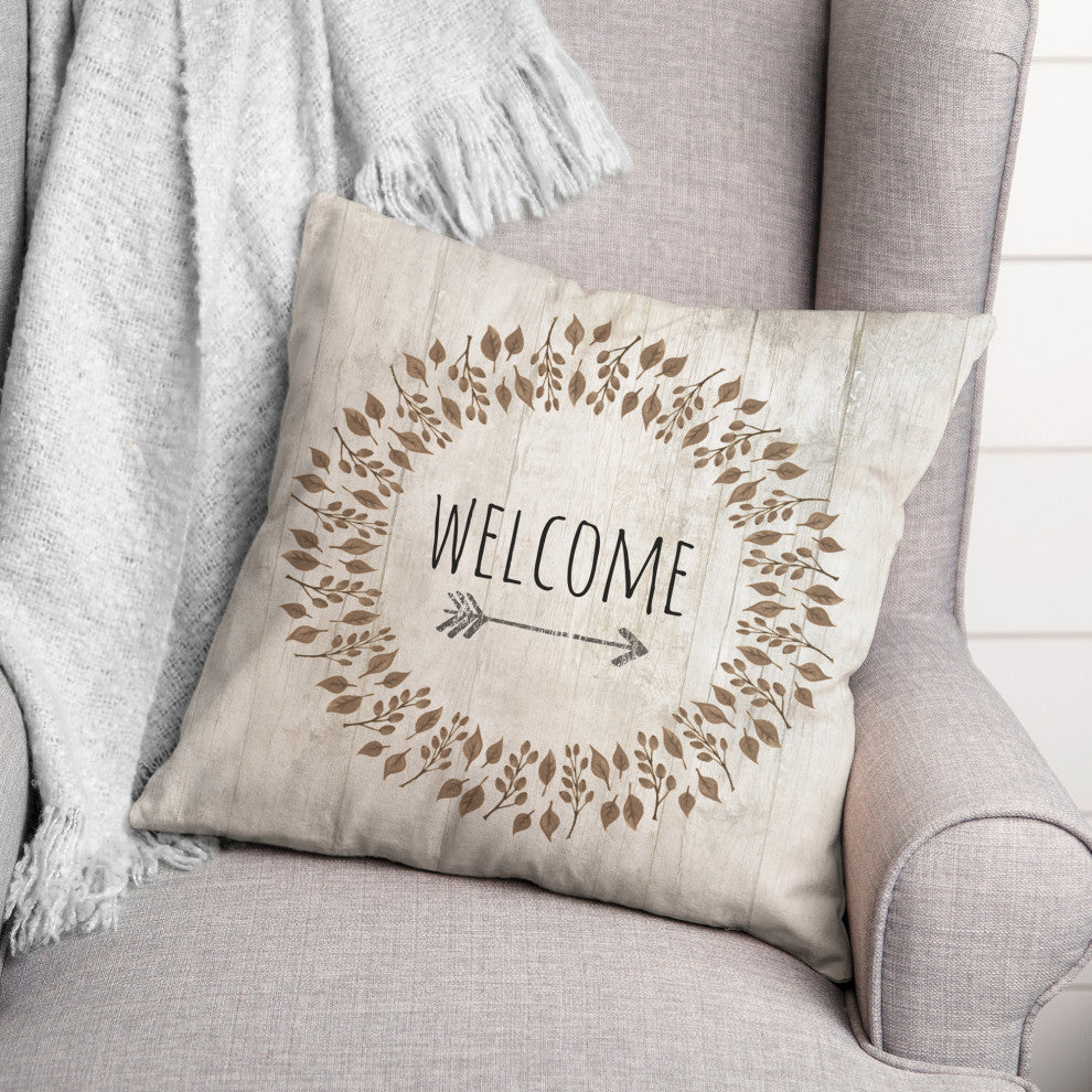 Autumn Welcome Wreath 16x16 Spun Poly Pillow