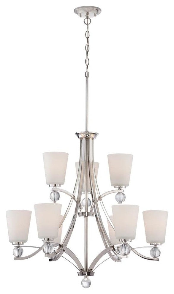 Connie 9 Light 2-Tier Chandelier With Satin White Glass