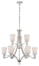 Connie 9 Light 2-Tier Chandelier With Satin White Glass