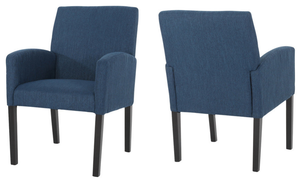 Fairy Contemporary Fabric Dining Chairs, Set of 2, Navy