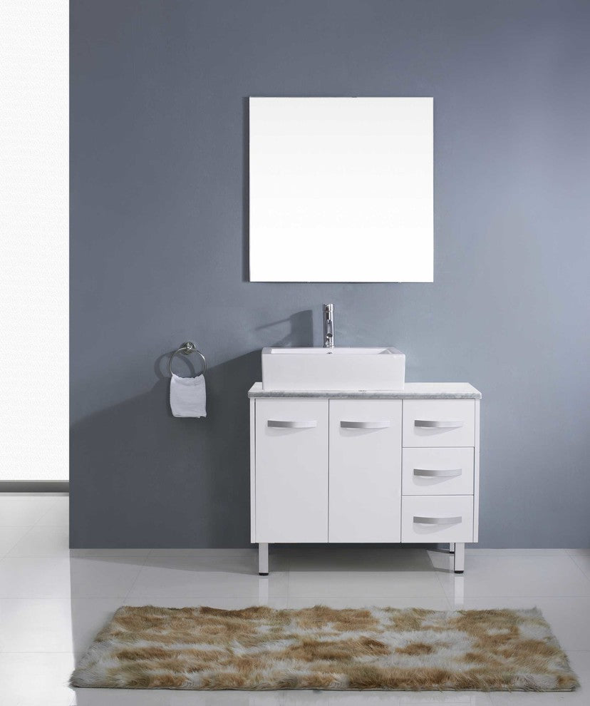 Tilda 36" Single Bathroom Vanity Set, Carrara Marble Countertop