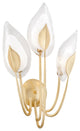 Blossom 3 Light Wall Sconce, Gold Leaf Finish, Clear Glass