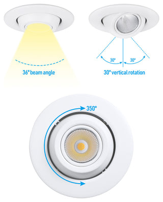 4 Pack 4" LED Gimbal Recessed Light Dimmable, ETL, 2700K Soft White