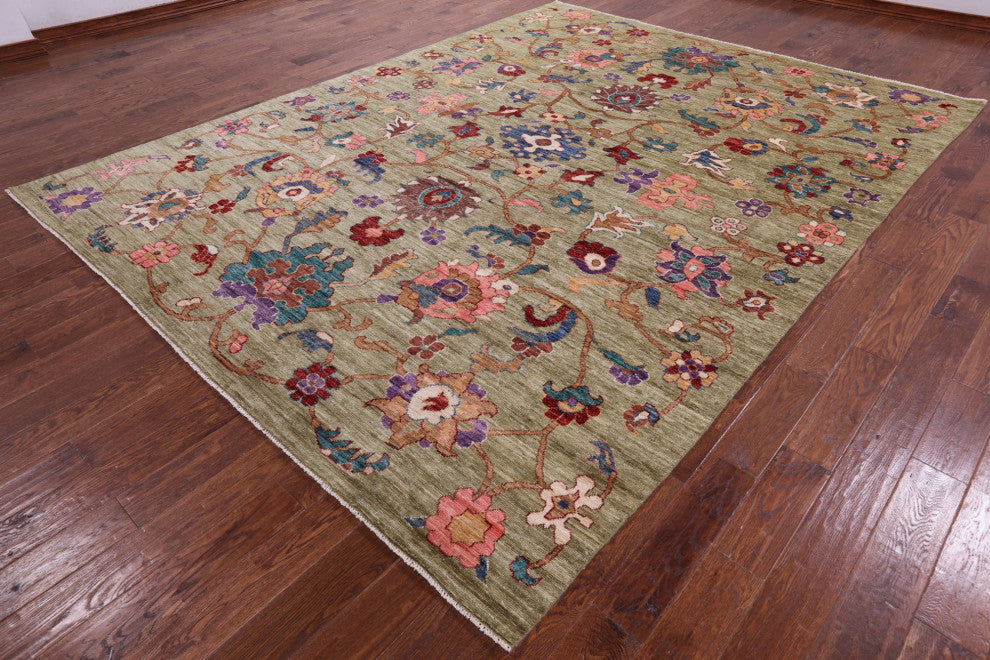 Handmade Turkish Oushak Wool Rug 8' 10" X 11' 7" - Q12668