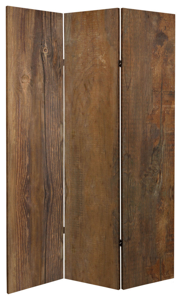 6' Tall Double Sided Wood Grain Canvas Room Divider