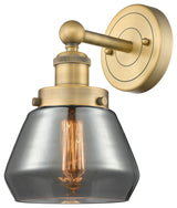 Fulton 1-Light 7" Sconce, Brushed Brass Finish, Plated Smoke Shade