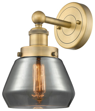 Fulton 1-Light 7" Sconce, Brushed Brass Finish, Plated Smoke Shade