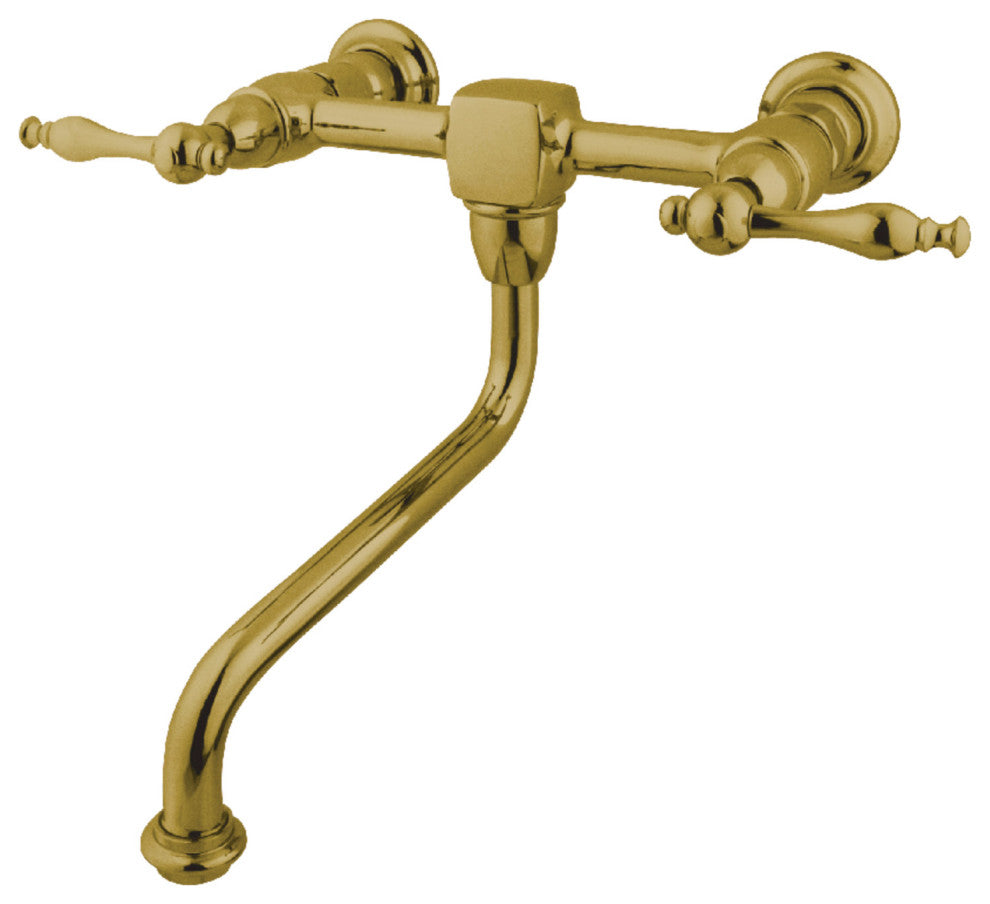 Kingston Brass Wall Mount Bathroom Faucet, Polished Brass