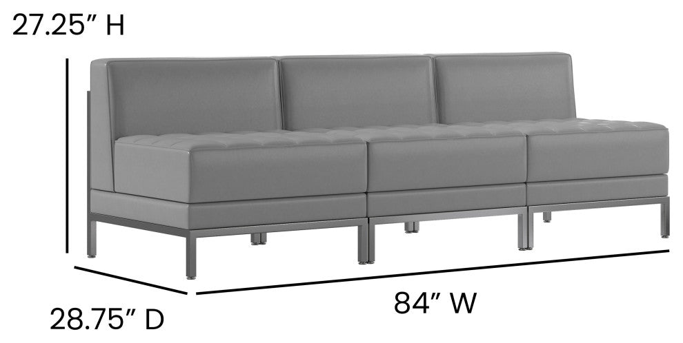 HERCULES Imagination Series LeatherSoft Lounge Set, 3 Pieces, Gray