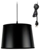 Shallow Drum 1 Light Swag Plug-In Pendant Hanging Lamp 10x12x8 Black