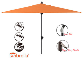 10'x6.5' Rectangular Auto Tilt Market Umbrella, Antique Bronze Frame, Sunbrella