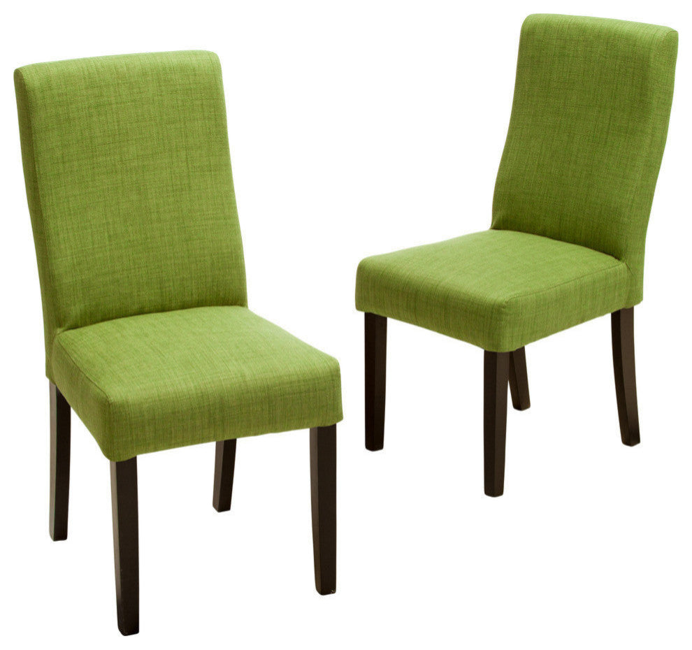 GDF Studio Heath Fabric Dining Chairs, Green, Set of 2