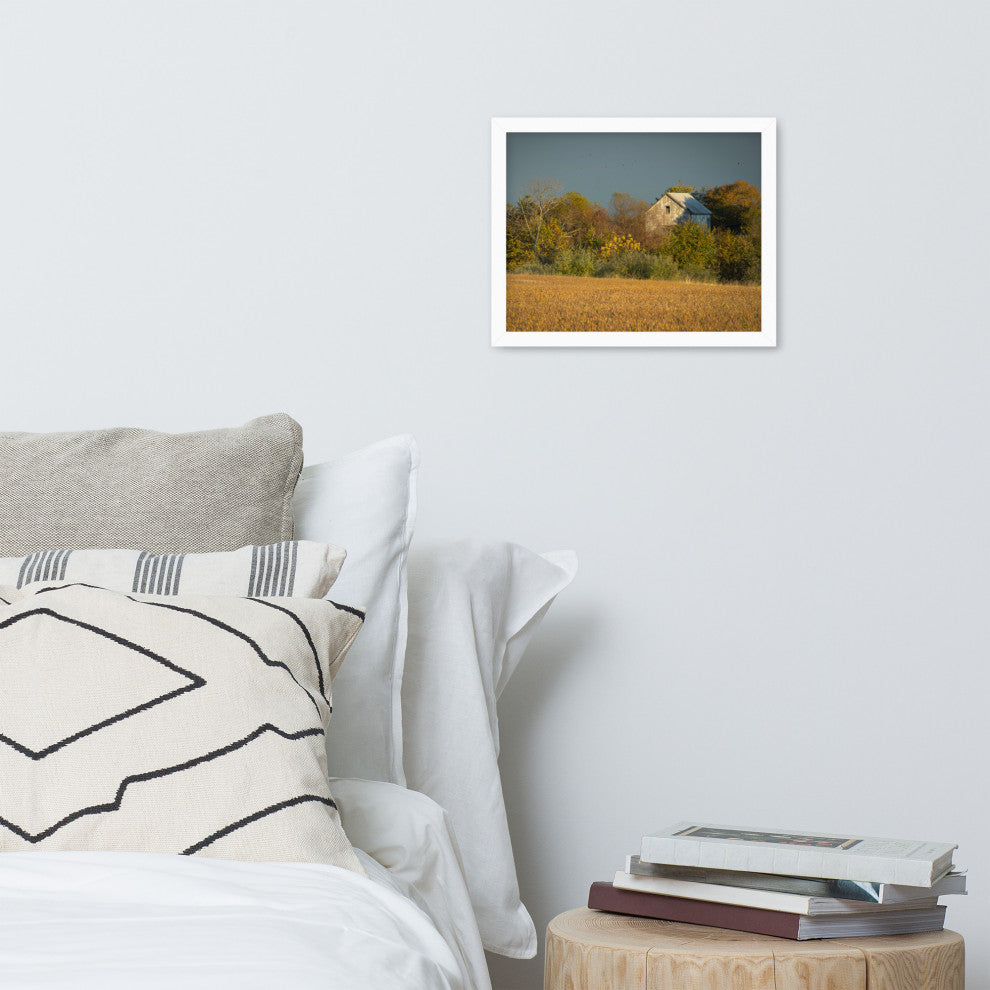 Abandoned Barn In The Trees Framed Photo Paper Wall Art Prints, White, 11" X 14"