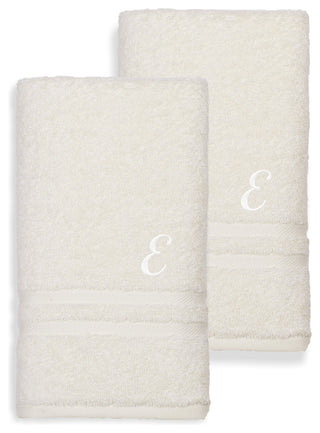 Denzi Hand Towels With Monogrammed Letter, Set of 2, E