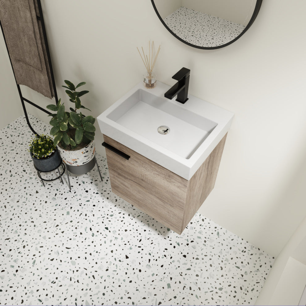 BNK Minimalist Wall-Mounted Bathroom Vanity with Ceramic Basin