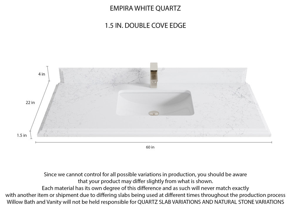 Madison Teak 60 Single Bathroom Vanity in Dark Natural 1.5" Empira Quartz
