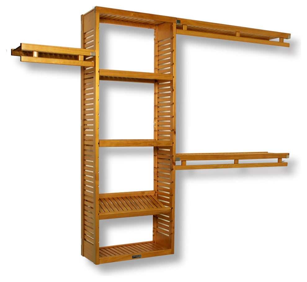 Solid Wood Reach-In Closet Organizer with hanging, Honey Maple
