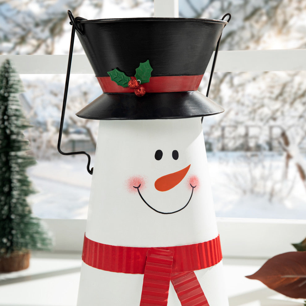 19.50"H Metal Snowman Decorative Bucket
