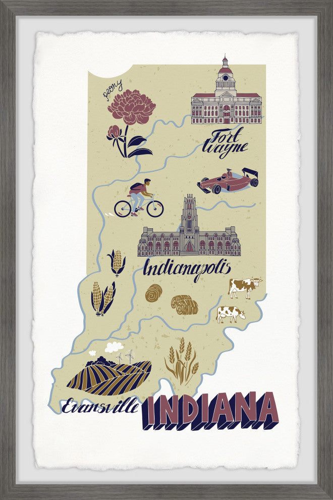 "Visit Indiana" Framed Painting Print, 12x18