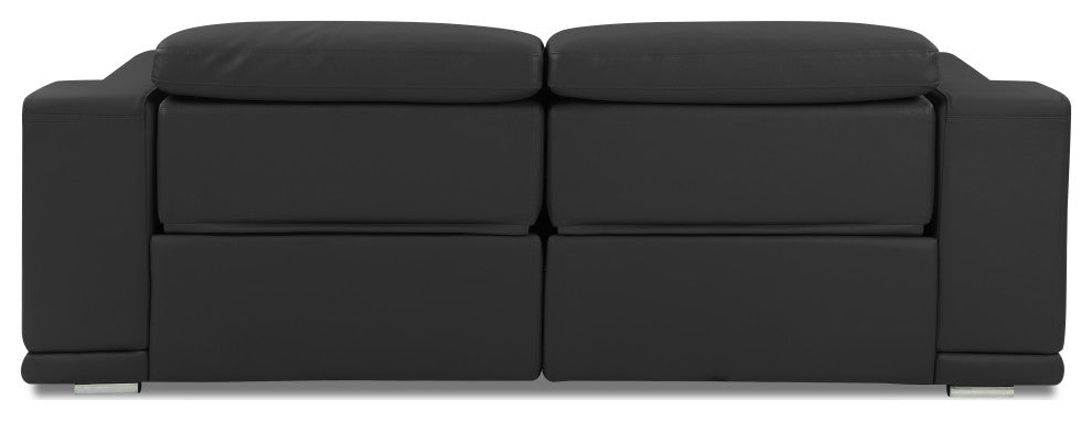 Veneto Italian Leather Power Reclining 2-Piece Set Dark Gray