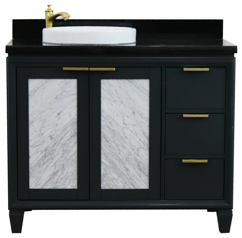 43" Single Vanity, Dark Gray Finish With Black Galaxy
