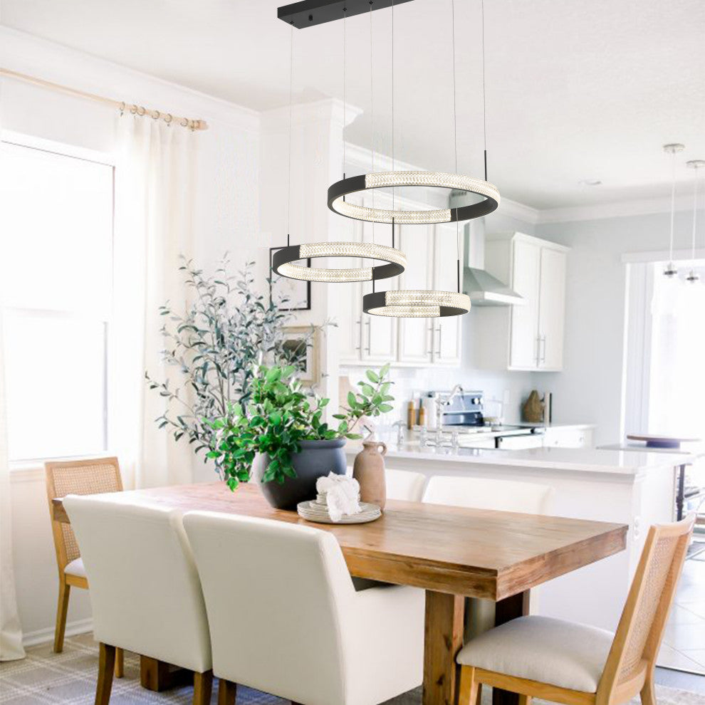 3-Light Statement Tiered LED Chandelier