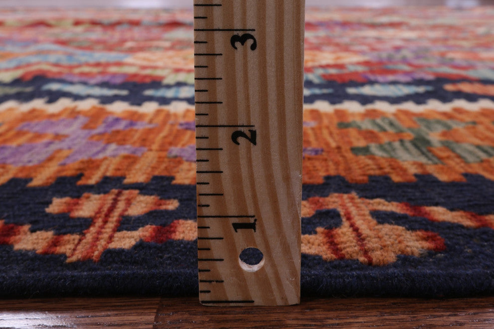 Wool On Wool Flat Weave Kilim Reversible Rug 6' 10" X 9' 9" Q9474