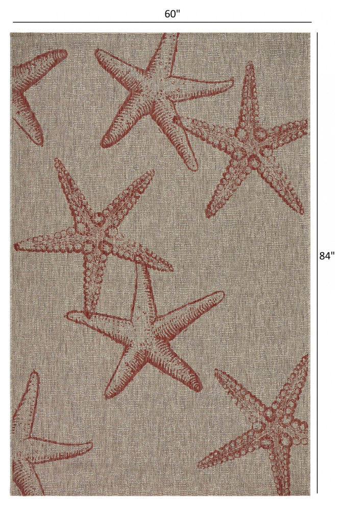 5' X 7' Beige Indoor Outdoor Area Rug