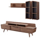 Modern Lounge Media TV Stand Storage Set, Wood, Natural Walnut Gray Grey
