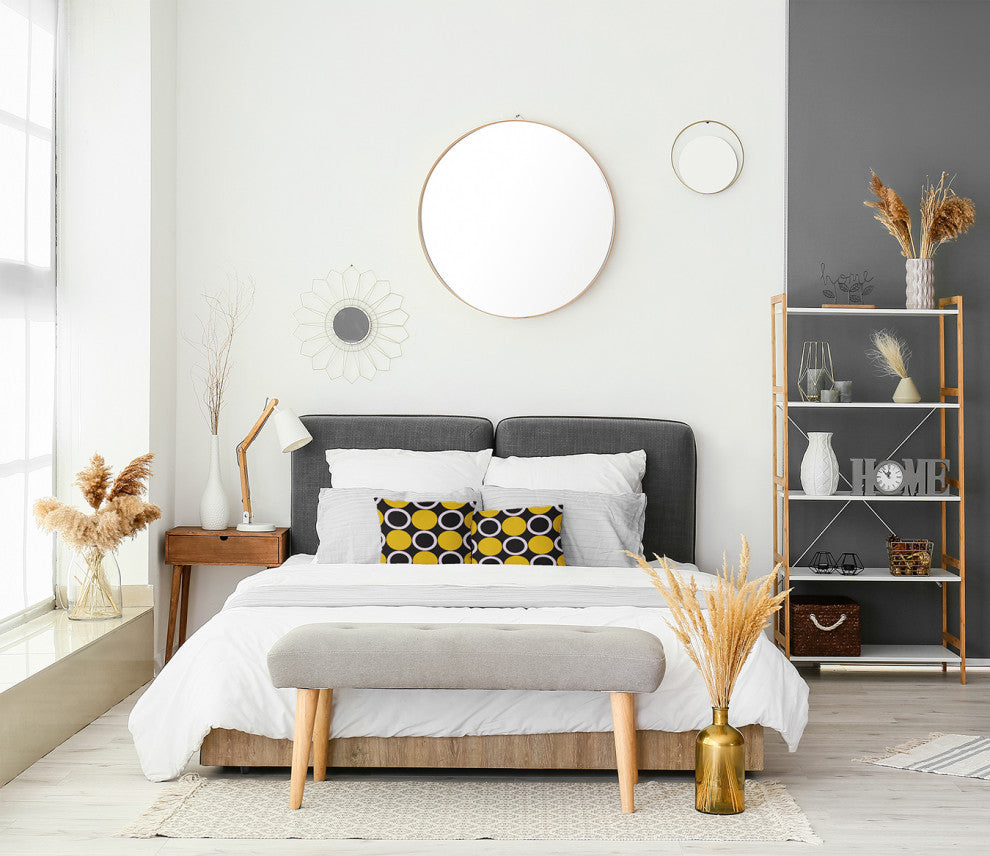 Mod Circles Accent Pillow, Mustard, 20"x20"