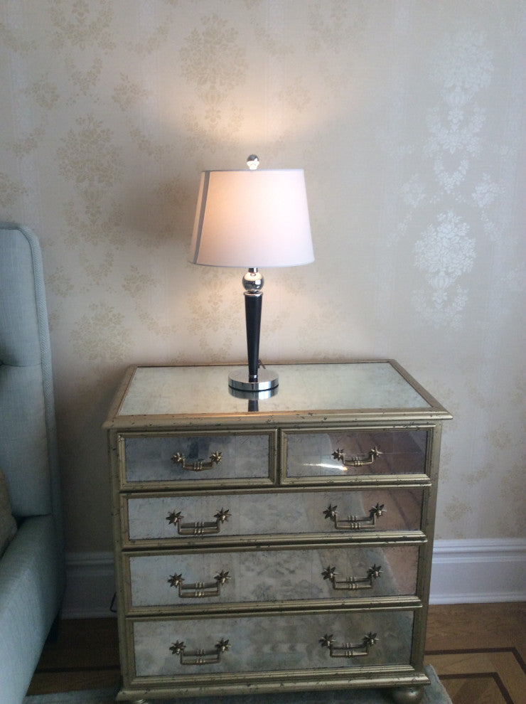 Pasargad Home Gloria Collection Chrome and Wood Table Lamp