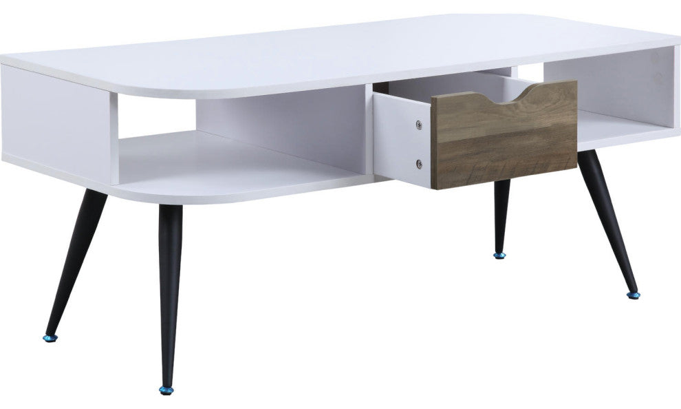 Coffee Table, White and Black Finish