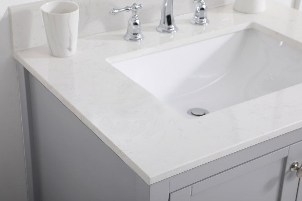 Tobias 30" Single Bathroom Vanity, Gray With Backsplash