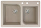 Radius 33" silQ Granite Double Bowl Kitchen Sink with 3 Holes in Cafe Latte