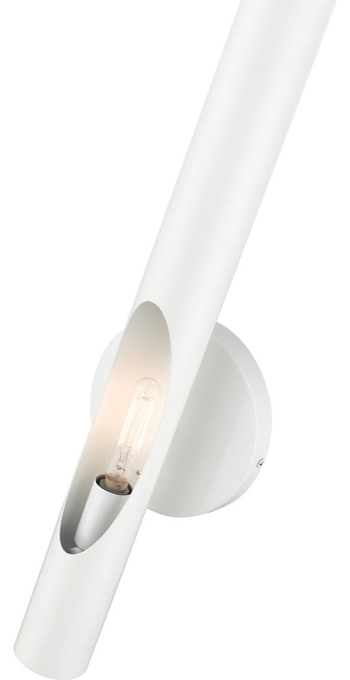 Shiny White Contemporary, Minimal, Industrial, Urban, Sleek Single Sconce