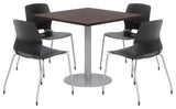 Olio Designs Square 36in Lola Dining Set - Espresso Table - Black Chairs