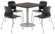 Olio Designs Square 36in Lola Dining Set - Espresso Table - Black Chairs