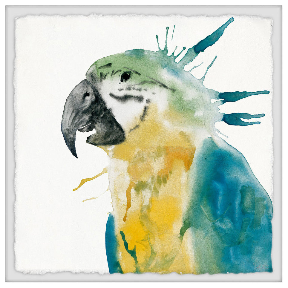 "Festive Parrot" Framed Painting Print, 24"x24"