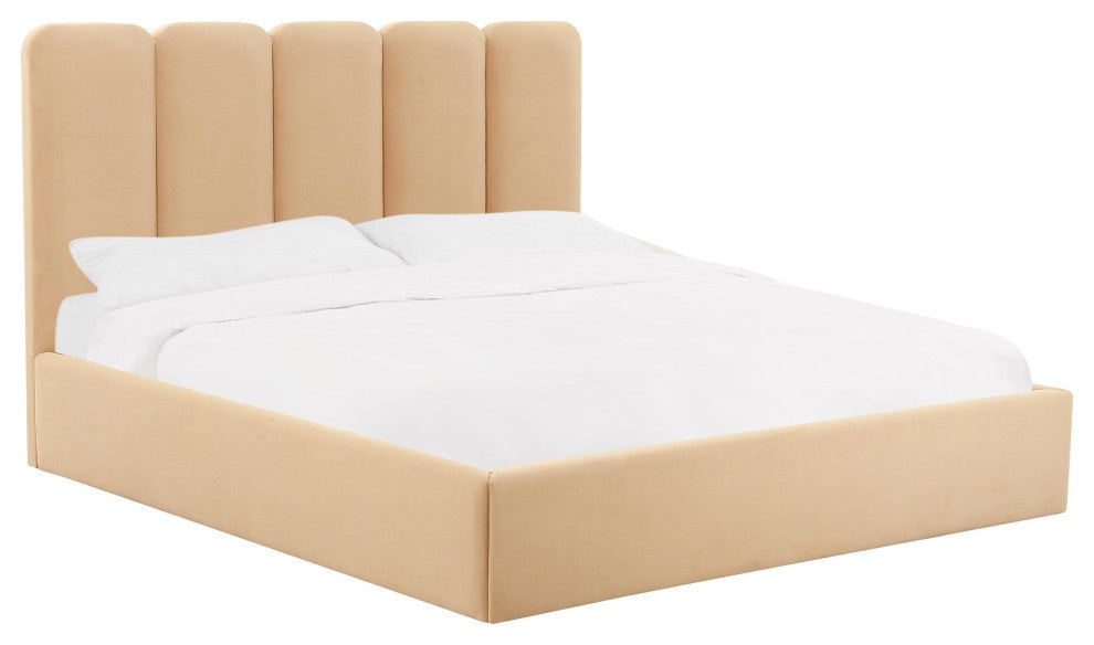 Palani Honey Velvet King Bed - Honey