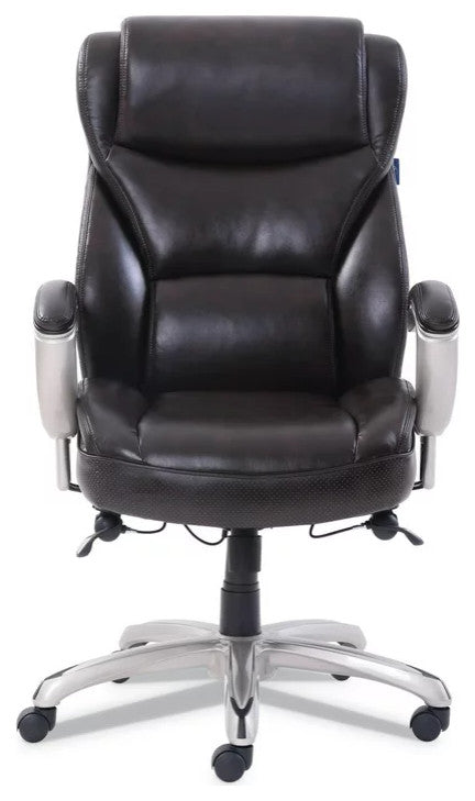 Comfortable Office Chair, Memory Foam Seat With Bonded Leather Upholstery, Black