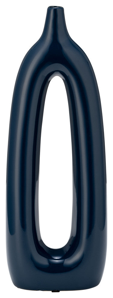 Ceramic 14"H Open Cut-Out Vase, Blue