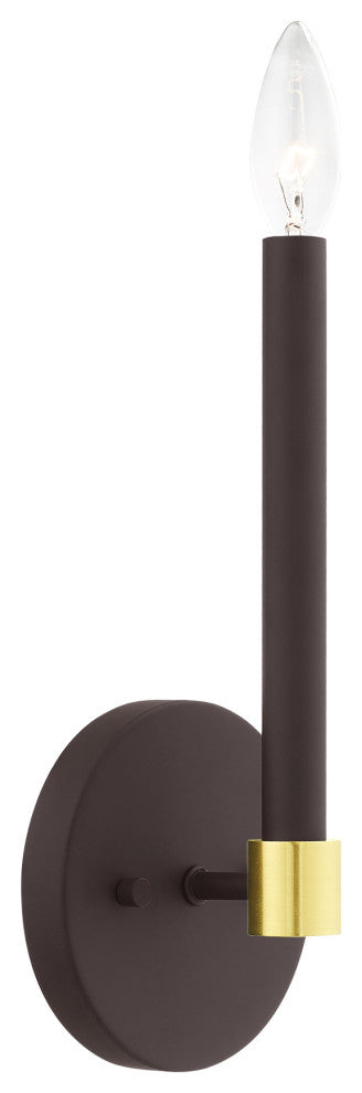 Livex Lighting Karlstad 1 Light Bronze, Satin Brass Accents ADA Single Sconce