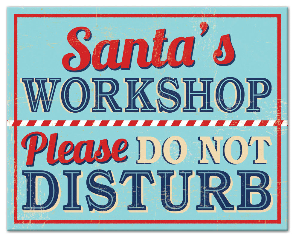 Midcentury Modern Santa's Workshop 16x20 Canvas Wall Art