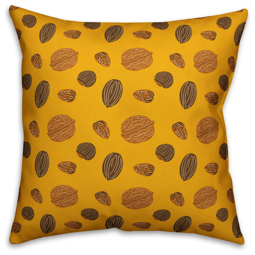 Yellow Nut Assortment Outdoor Throw Pillow, 18"x18"