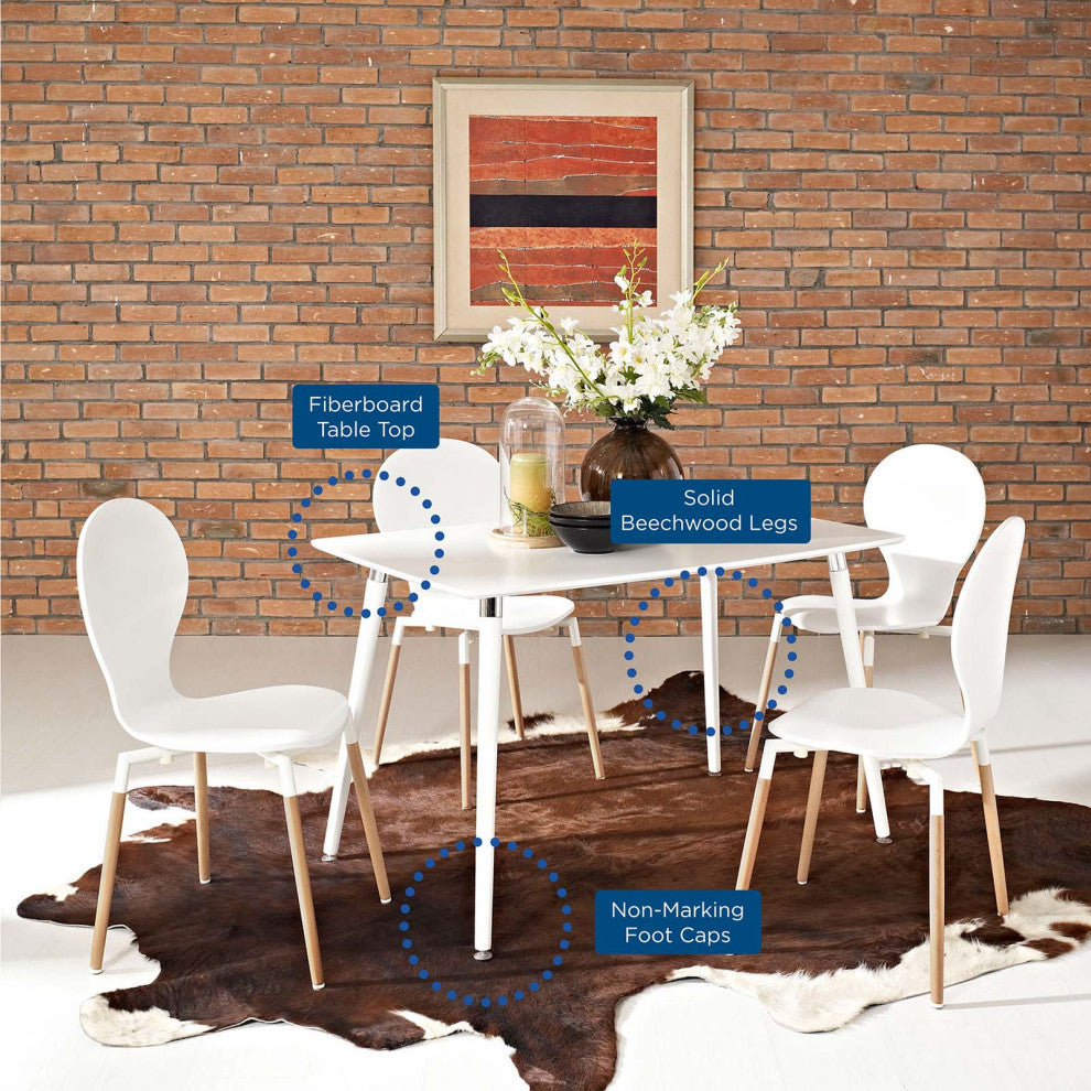 Lode Rectangle Wood Dining Table, White