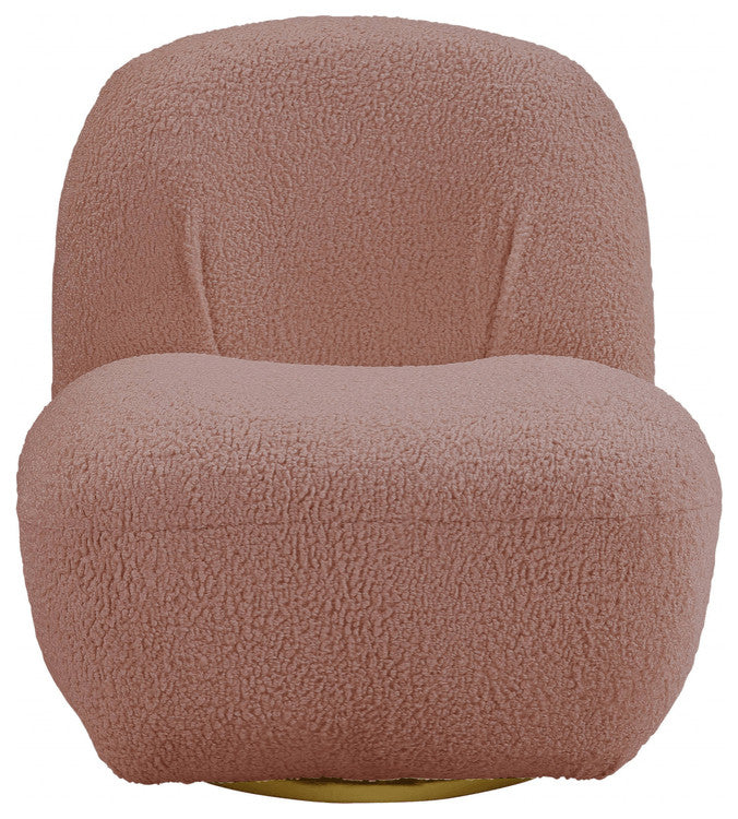 32" Pink Sherpa Solid Color Swivel Slipper Chair
