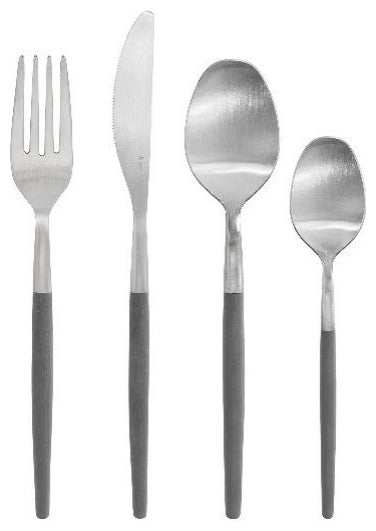 Maxime Flatware Set 16 Piece Sharkskin, Gray