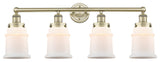 Canton 4-Light 33" Bath Vanity Light, Antique Brass Finish, Matte White Shade