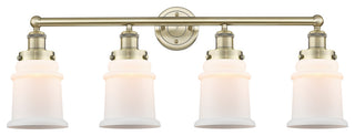 Canton 4-Light 33" Bath Vanity Light, Antique Brass Finish, Matte White Shade